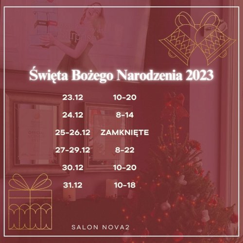 Rozkład dni i godzin pracy Salonu w czasie Świąt Bożego Narodzenia oraz Nowy Rok 2024